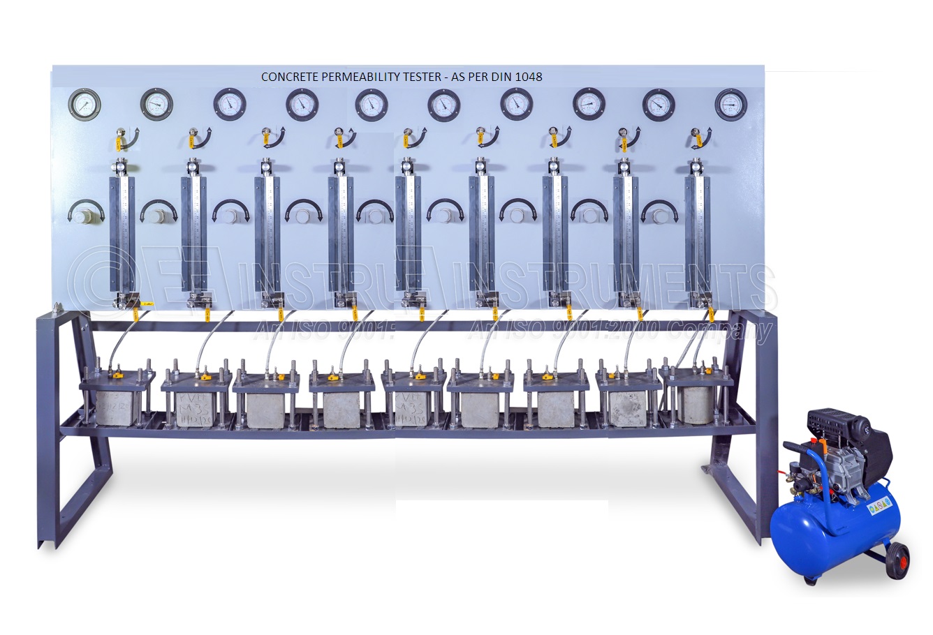 CONCRETE PERMEABILITY TESTER - AS PER﻿ IS:516 (PART2/SEC1) - 9 CELL - WITH AIR COMPRESSOR